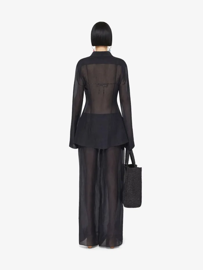 Givenchy Pants In Silk And Linen Black Women Pants and Shorts