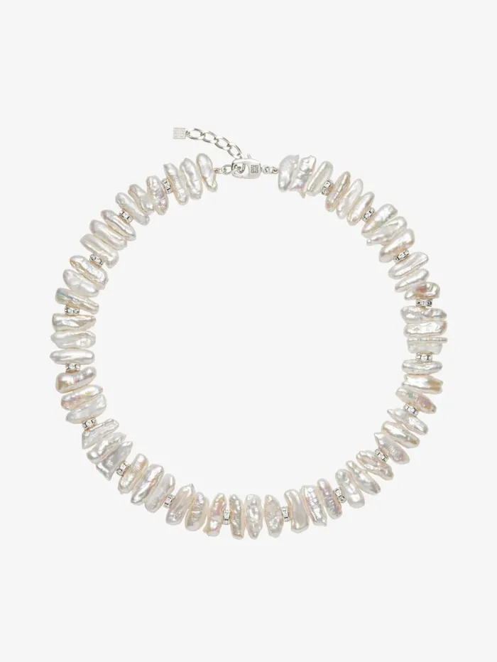 Givenchy Pearl Necklace With Crystals Whitesilvery Men Beanies and Caps Givenchy Pearl Necklace With Crystals Whitesilvery Men Beanies and Caps