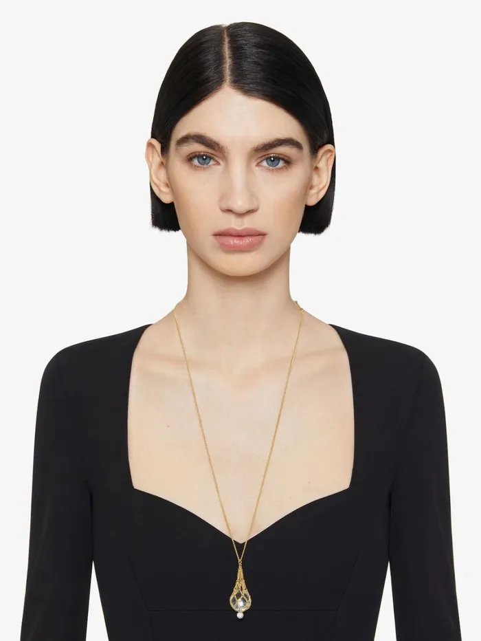 Givenchy Pearling Necklace In Metal With Pearls And Crystals Transparentgolden Women Jewelry Givenchy Pearling Necklace In Metal With Pearls And Crystals Transparentgolden Women Jewelry