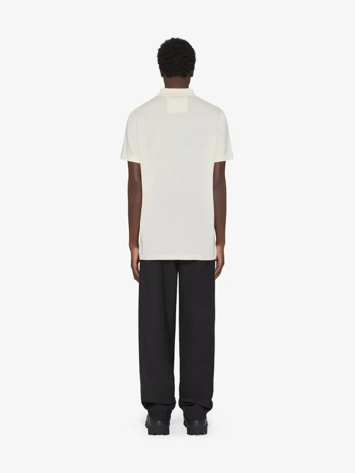 Givenchy Polo In Cotton And Silk With 4G Detail Ivory Men TShirts