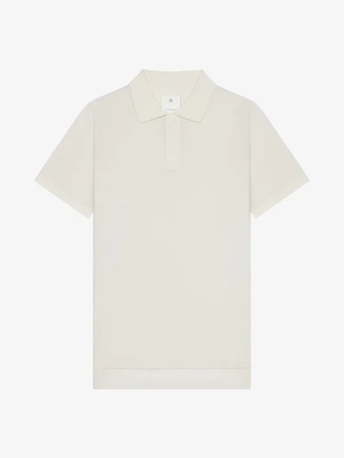 Givenchy Polo In Cotton And Silk With 4G Detail Ivory Men TShirts