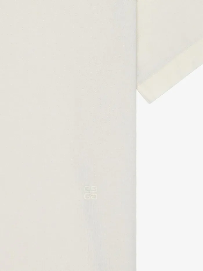 Givenchy Polo In Cotton And Silk With 4G Detail Ivory Men TShirts