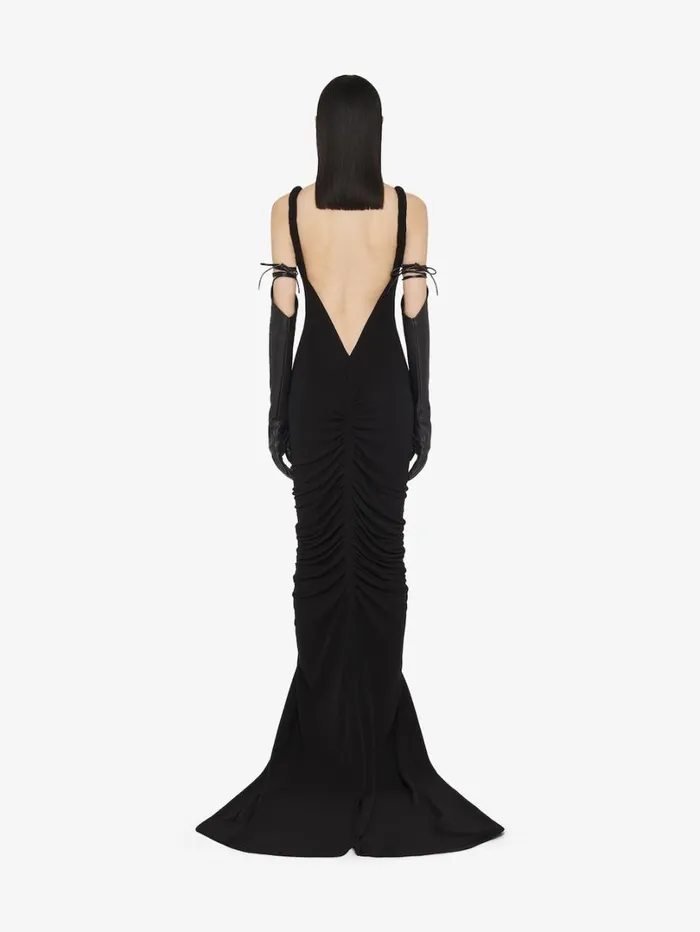 Givenchy Ruched Dress With Twisted Straps In Crepe Black Women Dresses