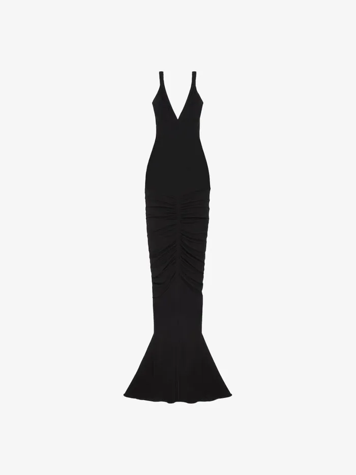 Givenchy Ruched Dress With Twisted Straps In Crepe Black Women Dresses