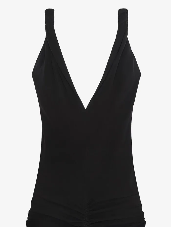 Givenchy Ruched Dress With Twisted Straps In Crepe Black Women Dresses