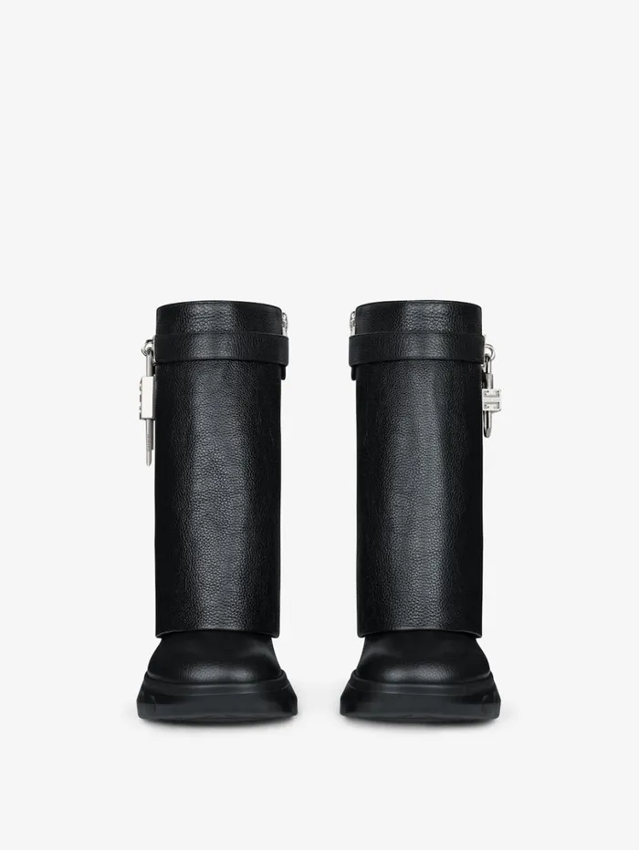 Givenchy Shark Lock Biker Ankle Boots In Grained Leather Black Women Shark Lock Givenchy Shark Lock Biker Ankle Boots In Grained Leather Black Women Shark Lock