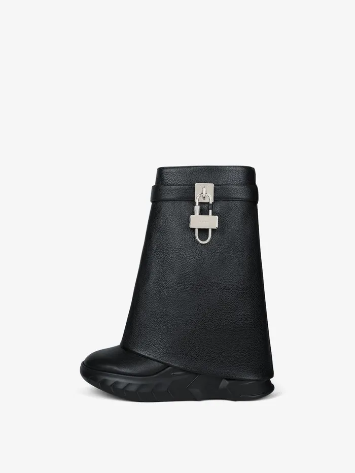 Givenchy Shark Lock Biker Ankle Boots In Grained Leather Black Women Shark Lock Givenchy Shark Lock Biker Ankle Boots In Grained Leather Black Women Shark Lock