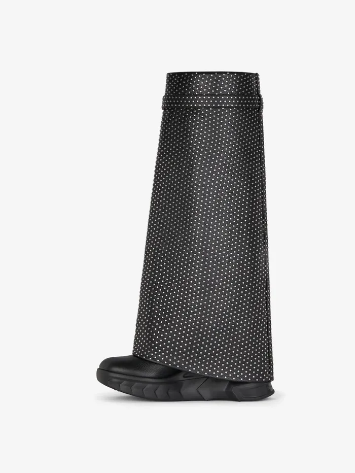 Givenchy Shark Lock Biker Boots In Grained Leather With Studs Black Women Shark Lock Givenchy Shark Lock Biker Boots In Grained Leather With Studs Black Women Shark Lock