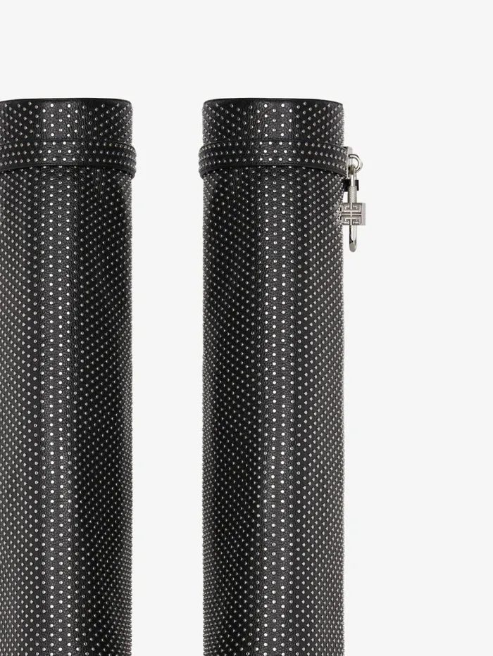 Givenchy Shark Lock Biker Boots In Grained Leather With Studs Black Women Shark Lock Givenchy Shark Lock Biker Boots In Grained Leather With Studs Black Women Shark Lock