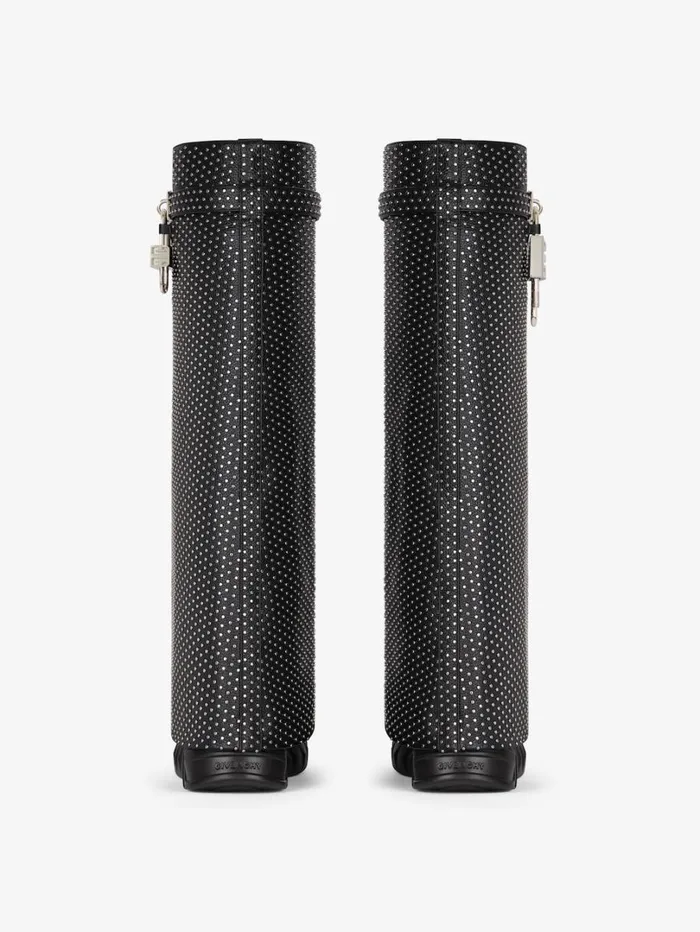 Givenchy Shark Lock Biker Boots In Grained Leather With Studs Black Women Shark Lock Givenchy Shark Lock Biker Boots In Grained Leather With Studs Black Women Shark Lock