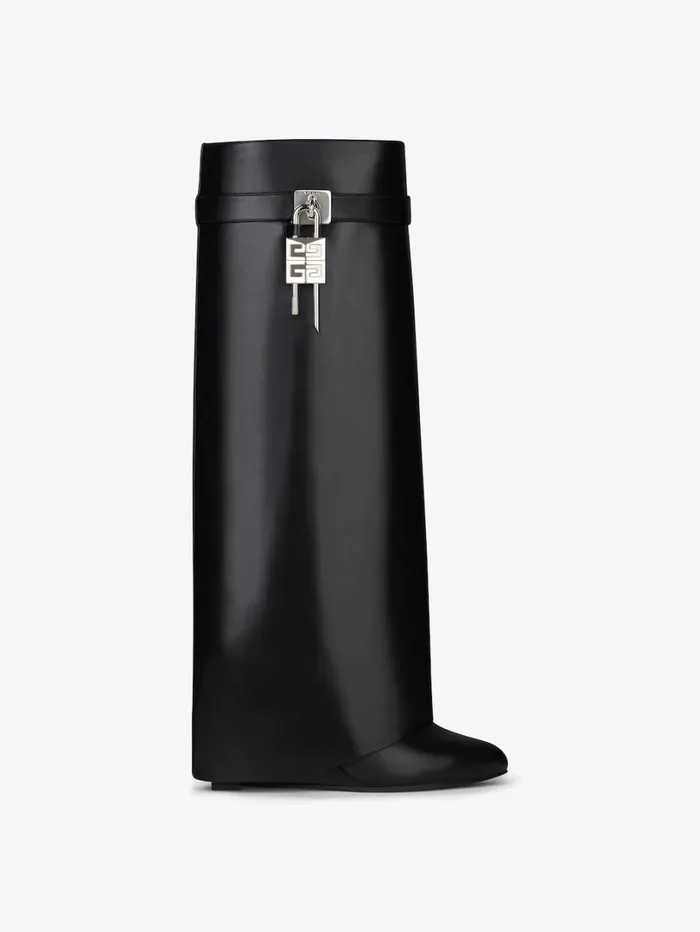 Givenchy Shark Lock Boots In Leather Black Women Shark Lock
