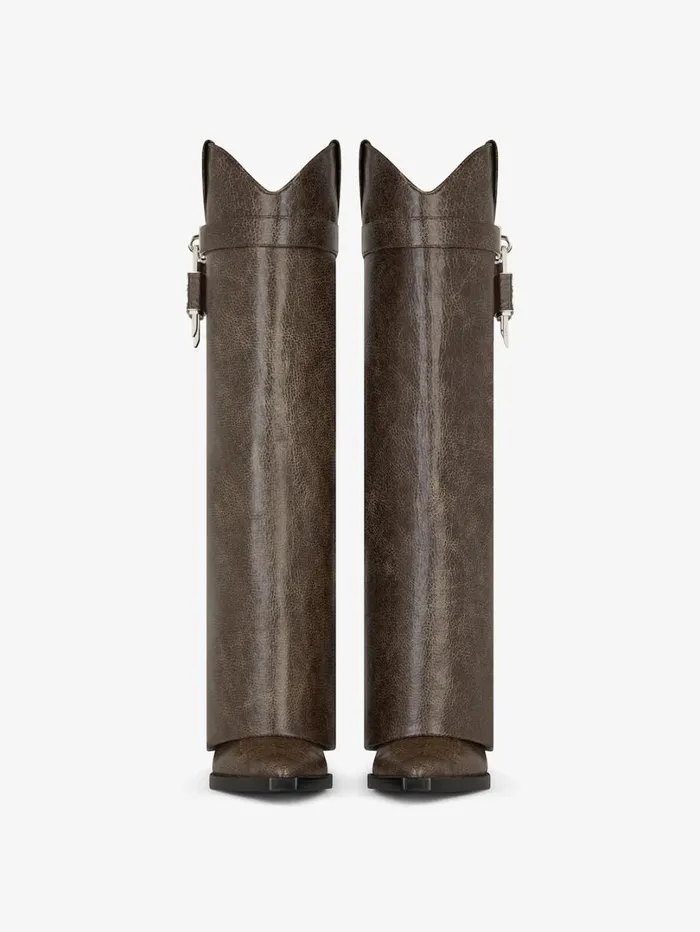Givenchy Shark Lock Cowboy Boots In Leather Walnut Brown Women Shark Lock Givenchy Shark Lock Cowboy Boots In Leather Walnut Brown Women Shark Lock