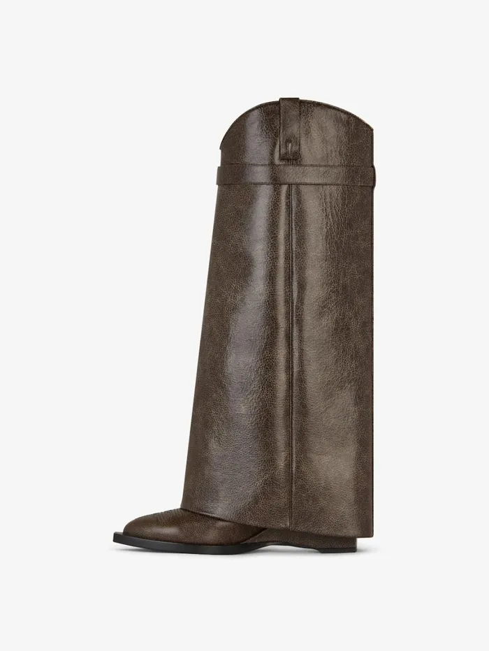 Givenchy Shark Lock Cowboy Boots In Leather Walnut Brown Women Shark Lock Givenchy Shark Lock Cowboy Boots In Leather Walnut Brown Women Shark Lock