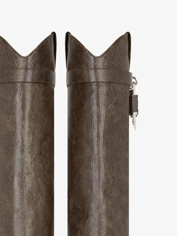 Givenchy Shark Lock Cowboy Boots In Leather Walnut Brown Women Shark Lock Givenchy Shark Lock Cowboy Boots In Leather Walnut Brown Women Shark Lock