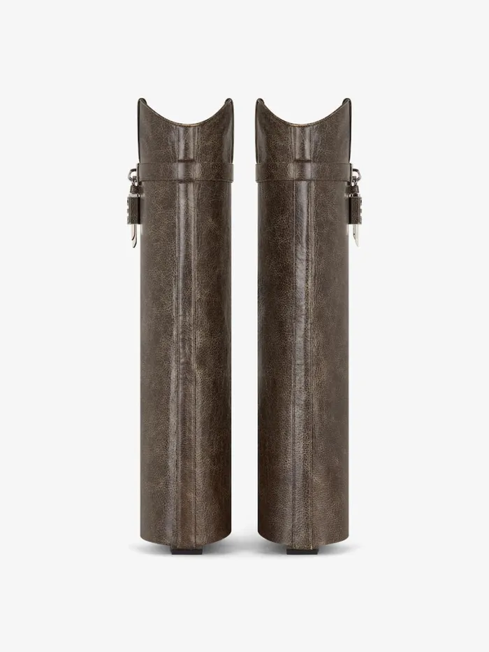 Givenchy Shark Lock Cowboy Boots In Leather Walnut Brown Women Shark Lock Givenchy Shark Lock Cowboy Boots In Leather Walnut Brown Women Shark Lock