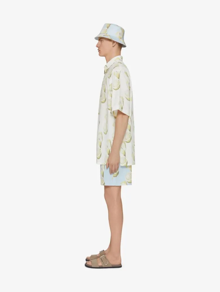 Givenchy Shirt In Cotton Seersucker With Lemon Print Whiteyellow Men Shirts
