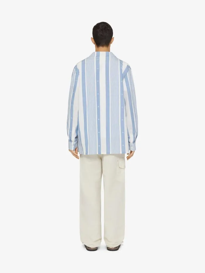 Givenchy Shirt In Linen With 4G Stripes Blueoff White Men Shirts