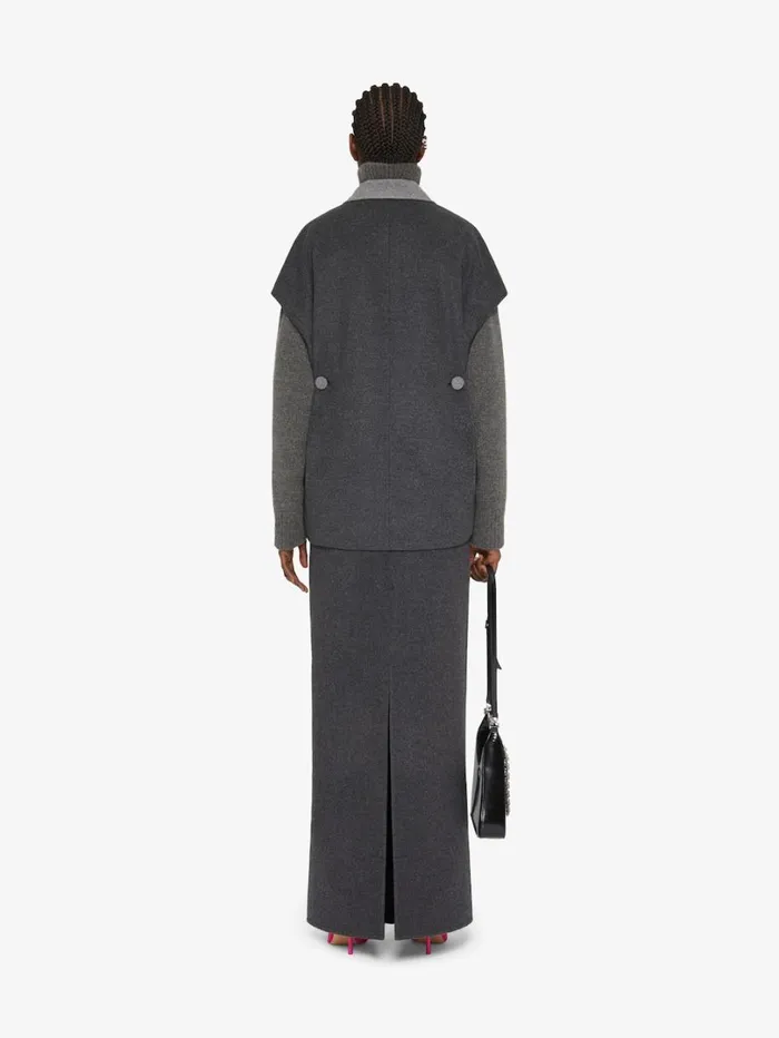 Givenchy Sleeveless Jacket In Double Face Wool And Cashmere Dark Greygrey Women Coats and Jackets