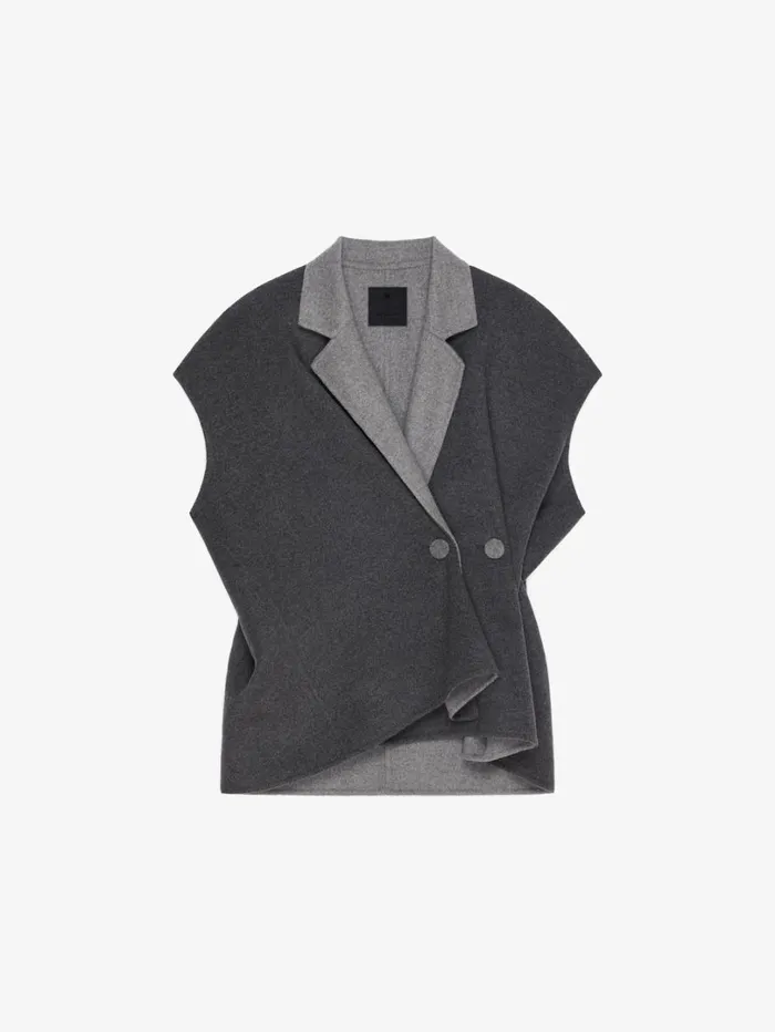 Givenchy Sleeveless Jacket In Double Face Wool And Cashmere Dark Greygrey Women Coats and Jackets