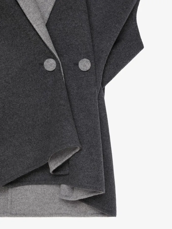 Givenchy Sleeveless Jacket In Double Face Wool And Cashmere Dark Greygrey Women Coats and Jackets