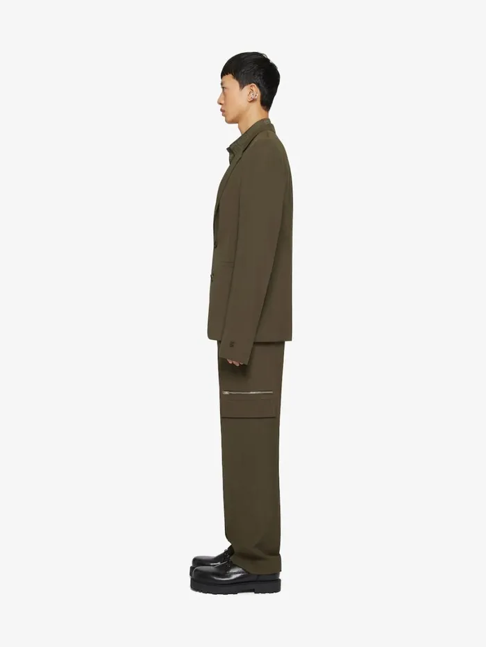 Givenchy Slim Fit Jacket In Wool With 4G Detail Khaki Men Coats and Jackets