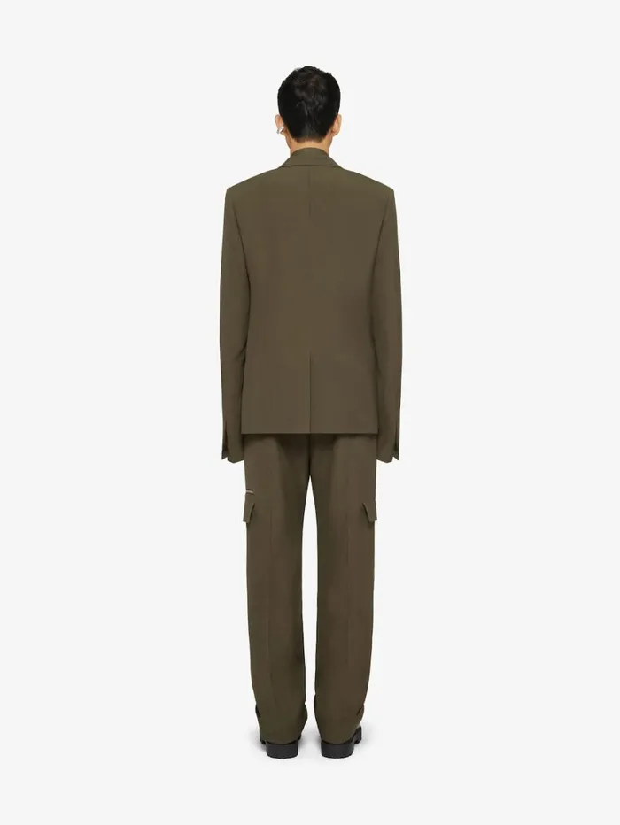 Givenchy Slim Fit Jacket In Wool With 4G Detail Khaki Men Coats and Jackets