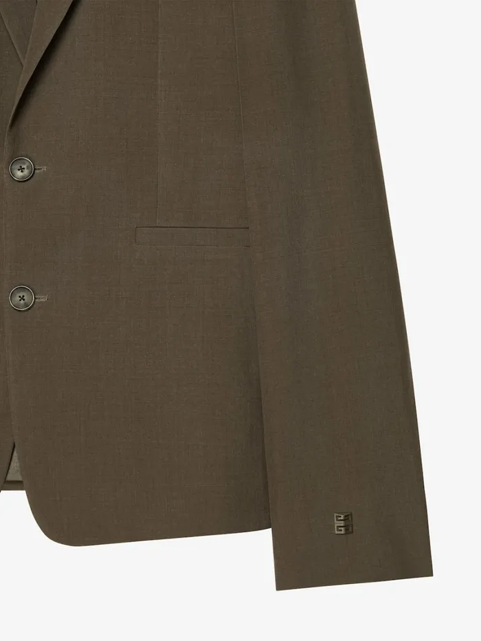 Givenchy Slim Fit Jacket In Wool With 4G Detail Khaki Men Coats and Jackets
