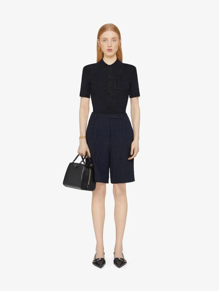 Givenchy Slim Fit Polo In 4G Jacquard Black Women Knitwear