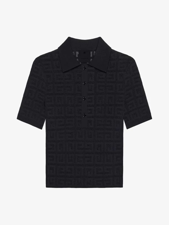 Givenchy Slim Fit Polo In 4G Jacquard Black Women Knitwear