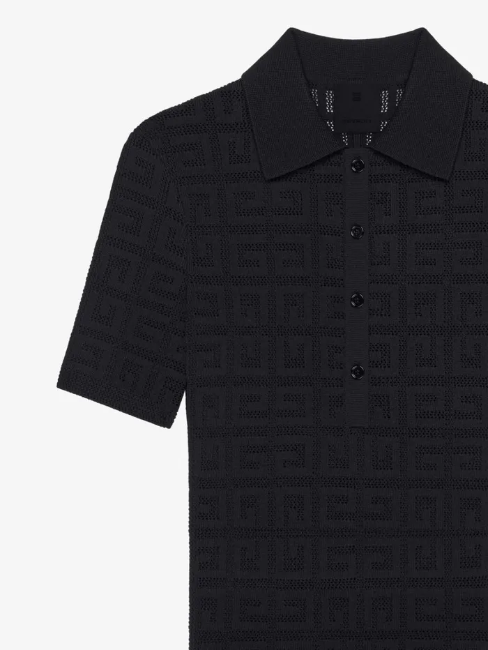 Givenchy Slim Fit Polo In 4G Jacquard Black Women Knitwear