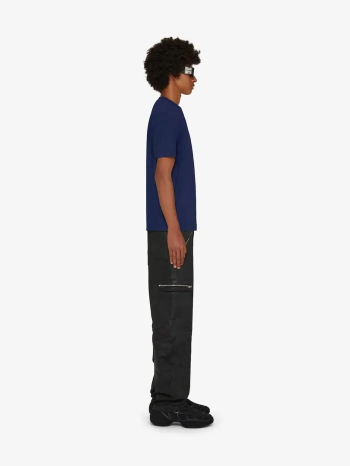 Givenchy Slim Fit Tshirt In Cotton With 4G Embroidery Navy Men TShirts