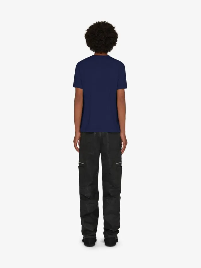 Givenchy Slim Fit Tshirt In Cotton With 4G Embroidery Navy Men TShirts