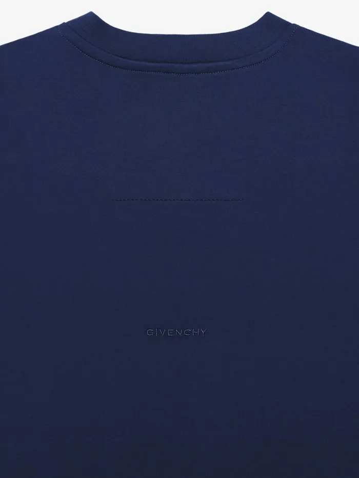 Givenchy Slim Fit Tshirt In Cotton With 4G Embroidery Navy Men TShirts
