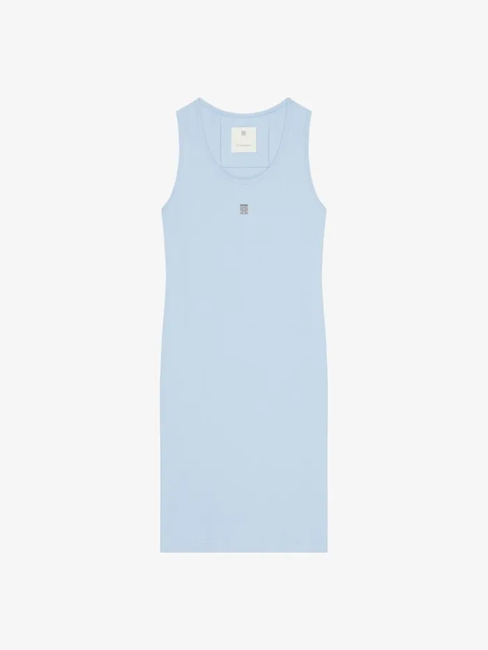 Givenchy Tank Dress In Cotton With 4G Detail Sky Blue Women Dresses