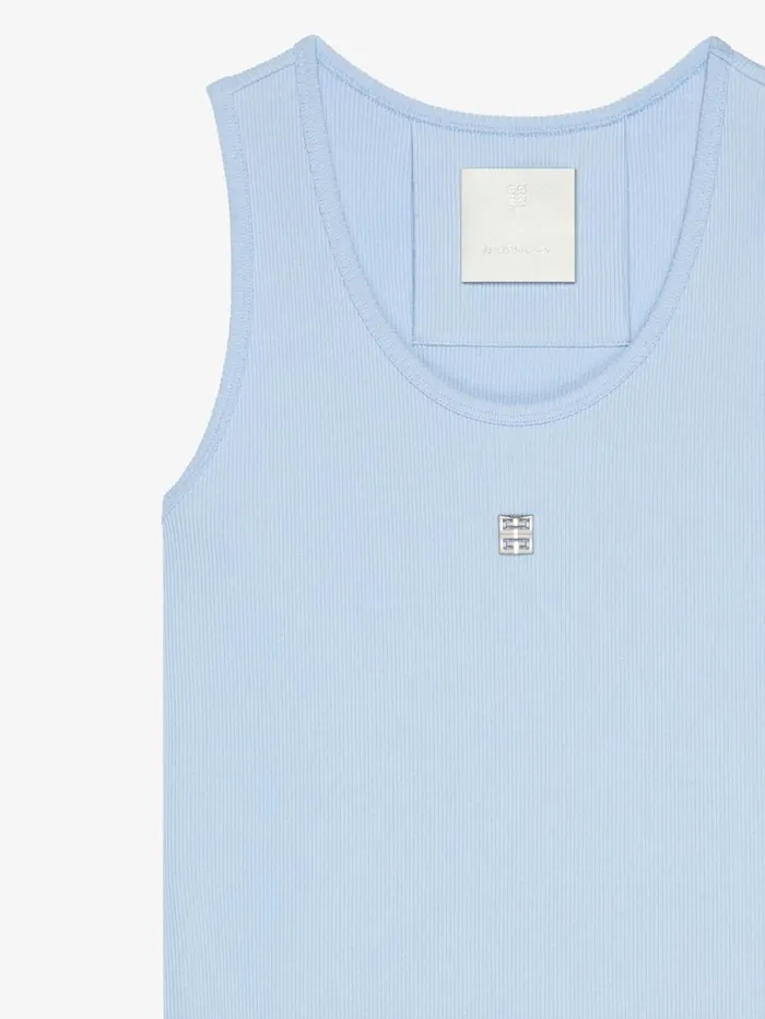Givenchy Tank Dress In Cotton With 4G Detail Sky Blue Women Dresses