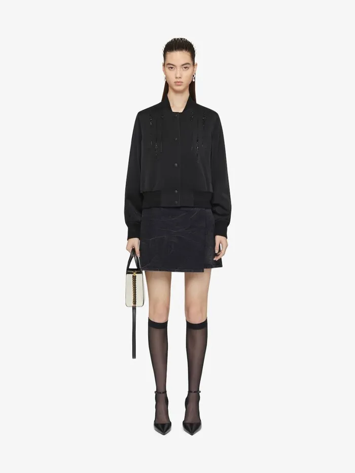 Givenchy Voyou Wrap Mini Skirt In Denim Black Women Skirts