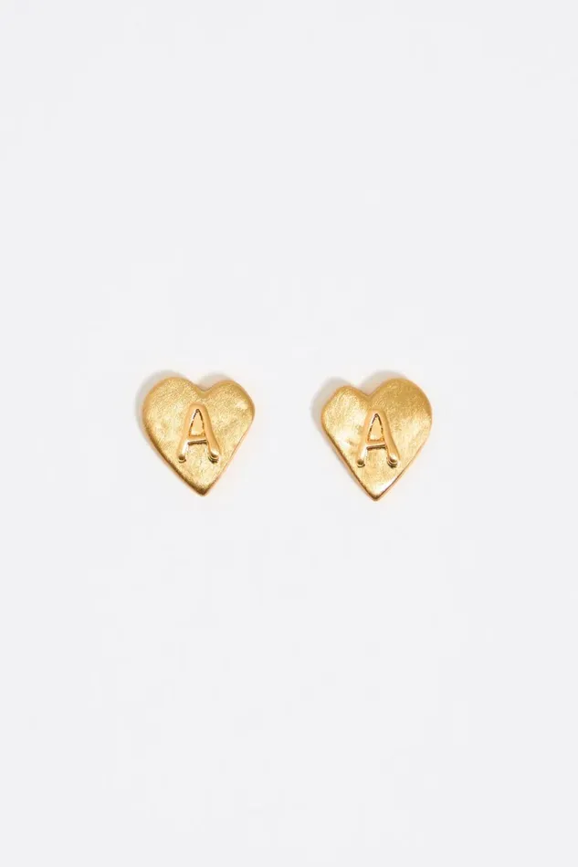 Gold Heart Letter A Earrings Gold Women Bimba Y Lola Jewelry