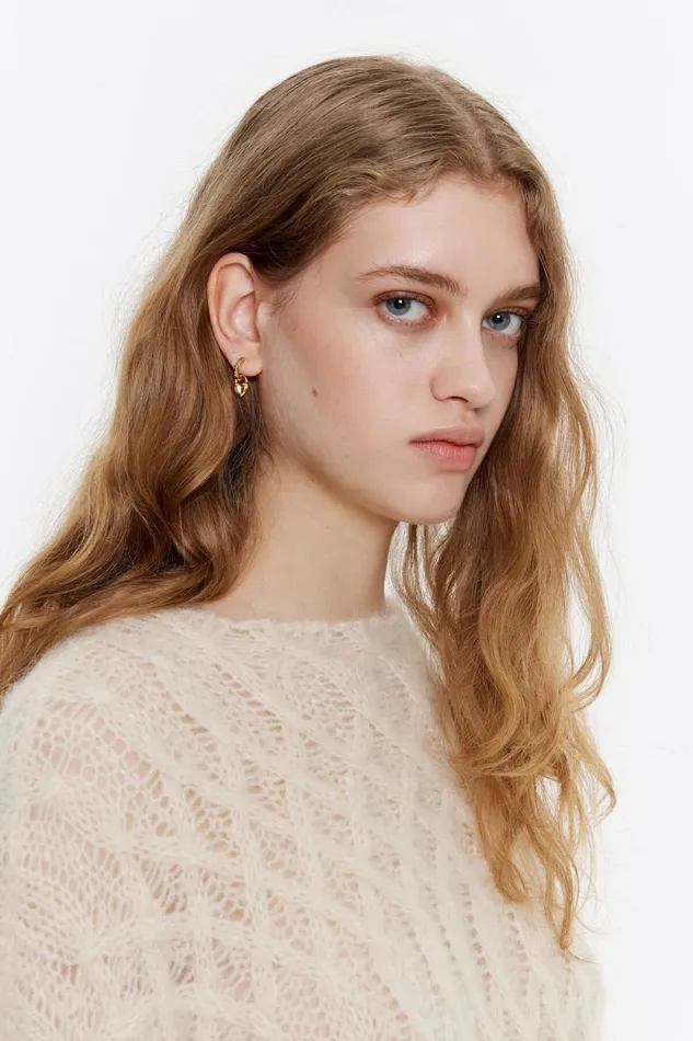 Golden Heart Mini Hoop Earrings With Crystals Gold Women Bimba Y Lola Jewelry