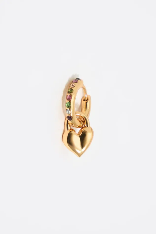 Golden Heart Mini Hoop Earrings With Crystals Gold Women Bimba Y Lola Jewelry