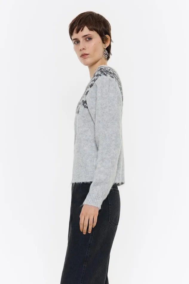 Gray Lurex Shoulders Jumper Grey Women Bimba Y Lola Knitwear