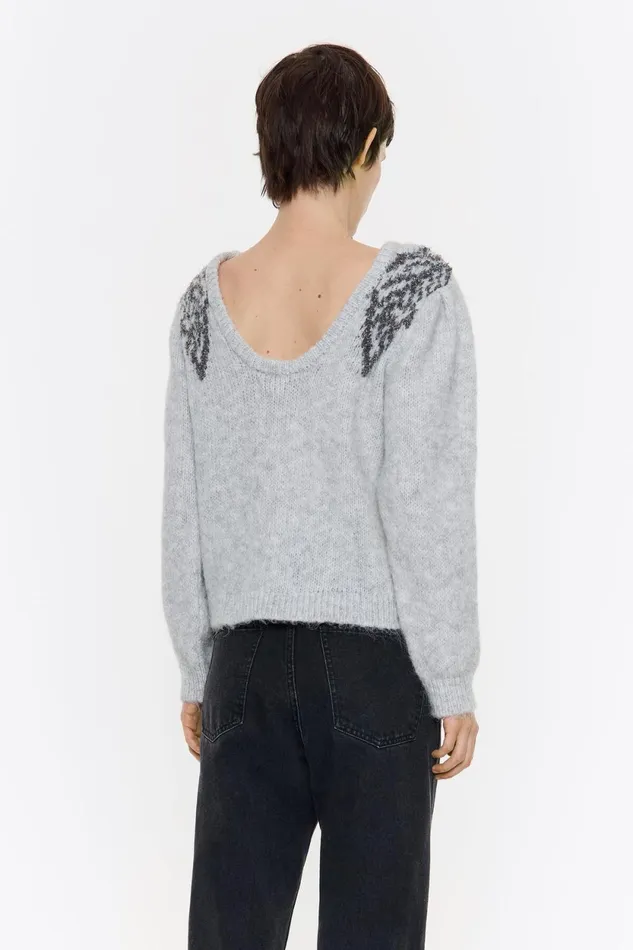 Gray Lurex Shoulders Jumper Grey Women Bimba Y Lola Knitwear