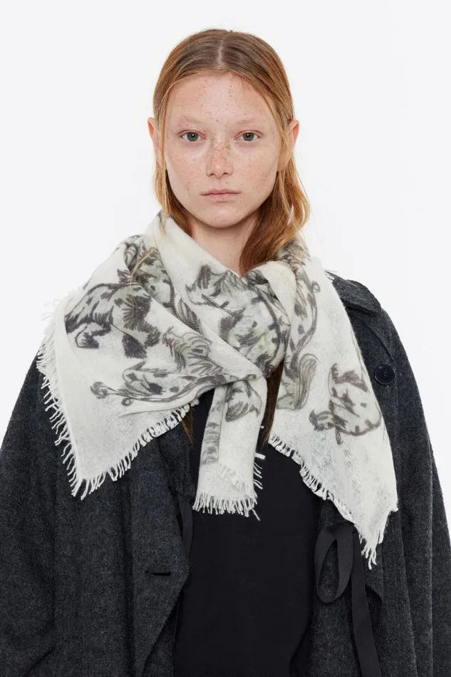 Greyhound Cashmere Shawl Grey Women Bimba Y Lola Scarves Greyhound Cashmere Shawl Grey Women Bimba Y Lola Scarves