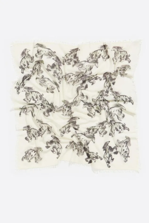 Greyhound Cashmere Shawl Grey Women Bimba Y Lola Scarves Greyhound Cashmere Shawl Grey Women Bimba Y Lola Scarves