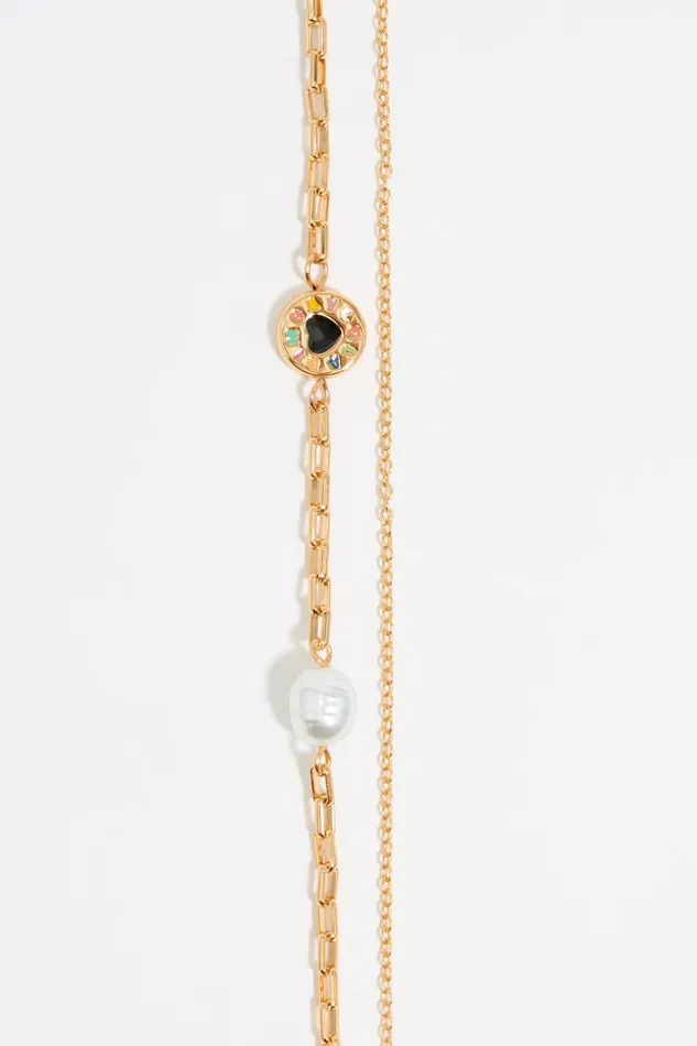Heart Logo Double Chain Necklace Gold Women Bimba Y Lola Necklaces Heart Logo Double Chain Necklace Gold Women Bimba Y Lola Necklaces