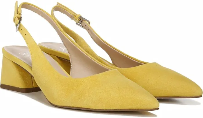 Heels Women Franco Sarto Franco Racer Slingback Pump Yellow Suede