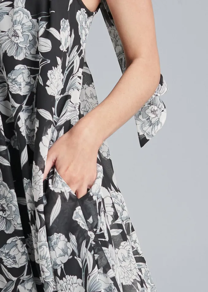 HIGH NECK FLORAL MAXI DRESS Black Multi Women VENUS Maxi Dresses