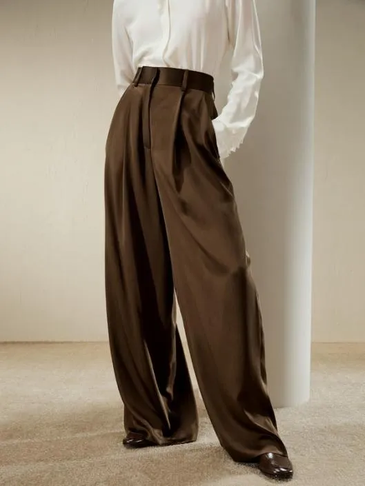 HighWaisted Wide Leg Dense Silk Pants Women Lilysilk Essentials