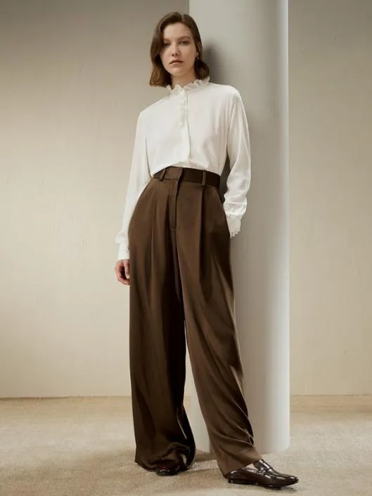 HighWaisted Wide Leg Dense Silk Pants Women Lilysilk Essentials