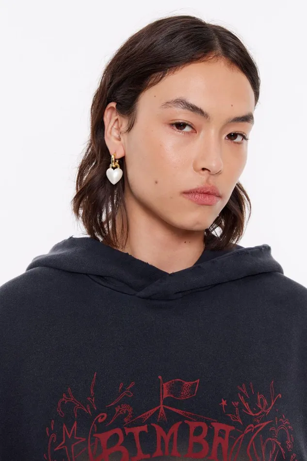 Hoop Earrings With A Pearl Heart Gold Women Bimba Y Lola Earrings