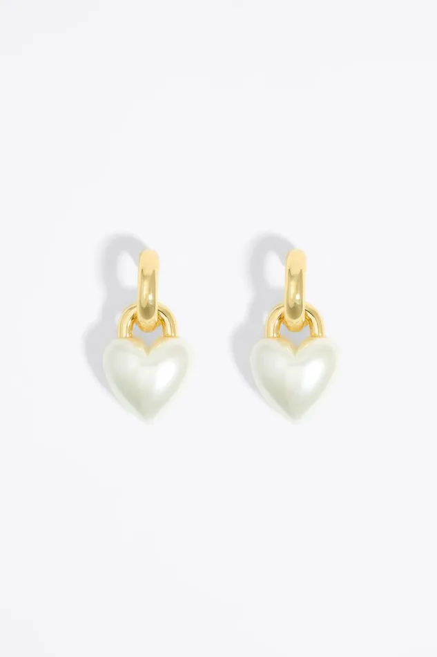 Hoop Earrings With A Pearl Heart Gold Women Bimba Y Lola Earrings Hoop Earrings With A Pearl Heart Gold Women Bimba Y Lola Earrings